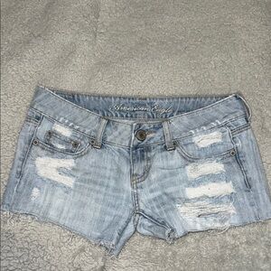 Vintage American Eagle Outfitters Low Rise Shortie Blue Distressed Jean Shorts